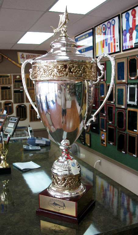 Italian Silver & Gold Plate Loving Cup Rosewood Base - Fantasy Trophy Store