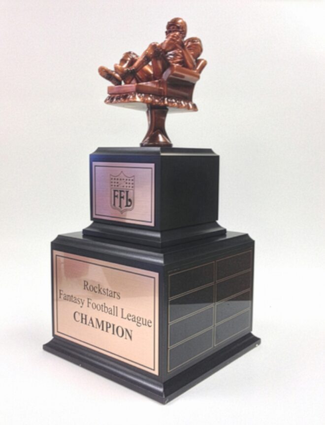 14" Tall Two Tier Fantasy Football Armchair QB Trophy